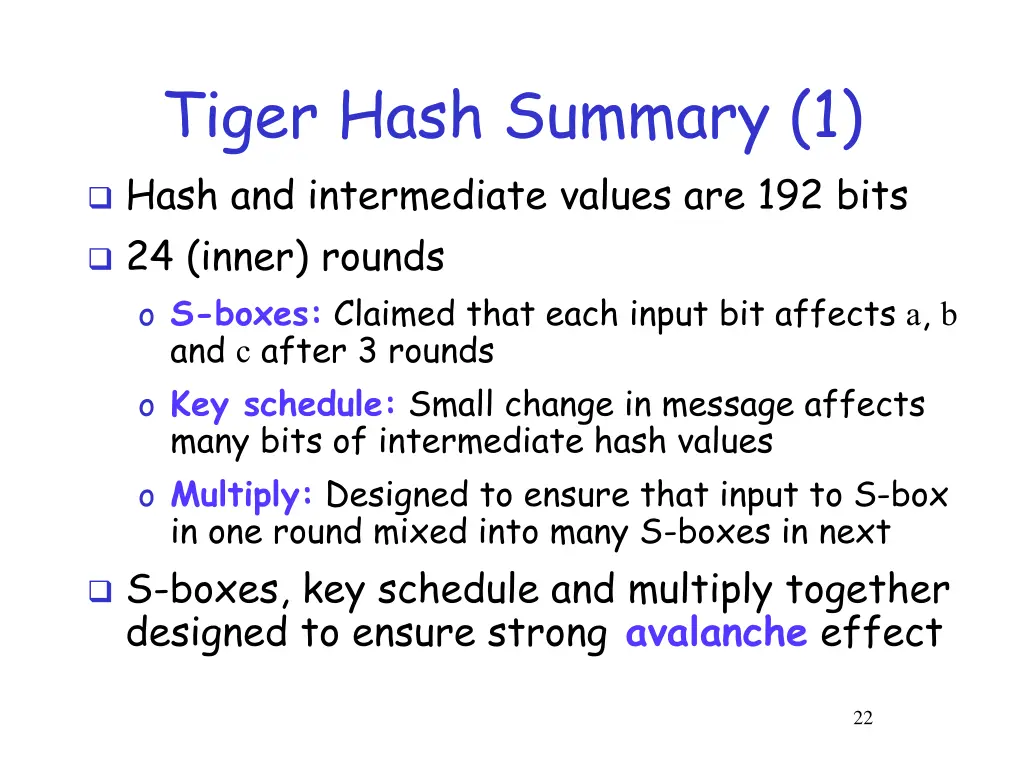 tiger hash summary 1 hash and intermediate values