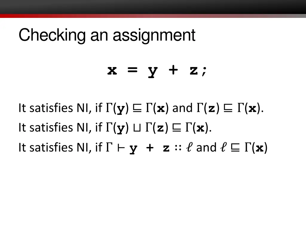 checking an assignment