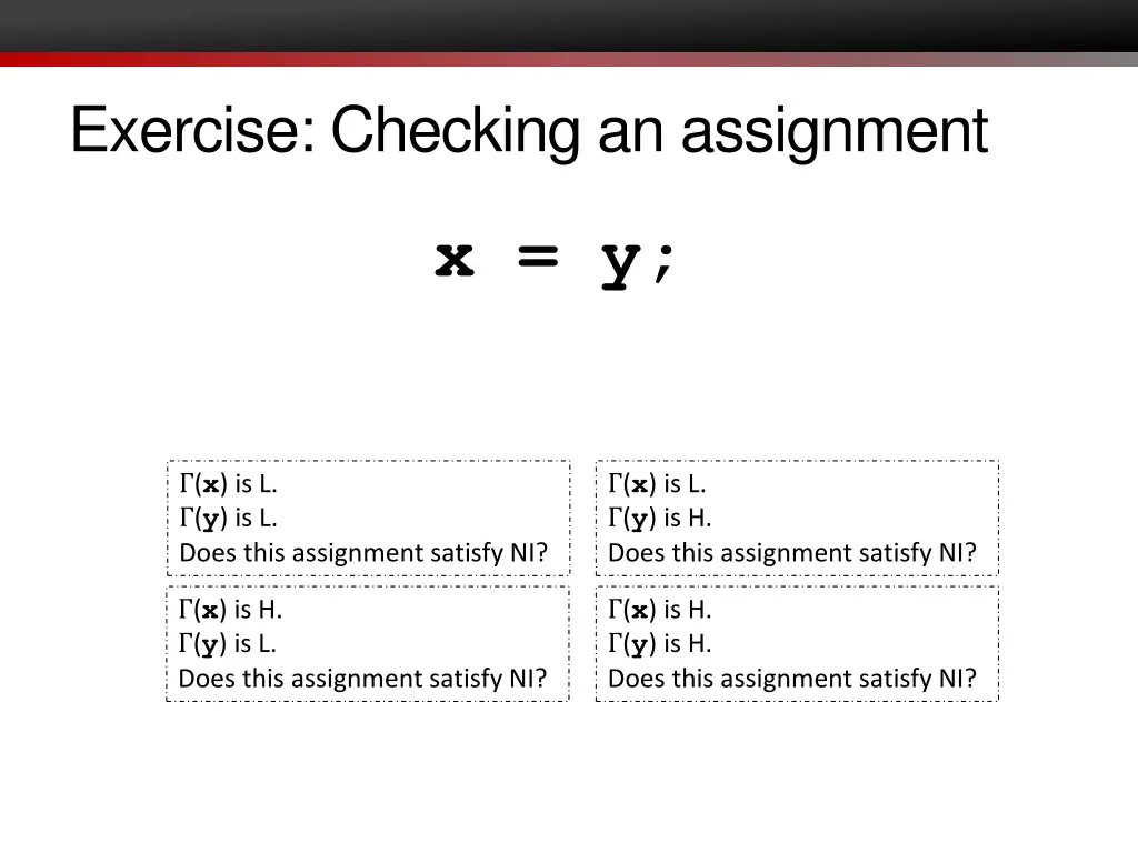 exercise checking an assignment