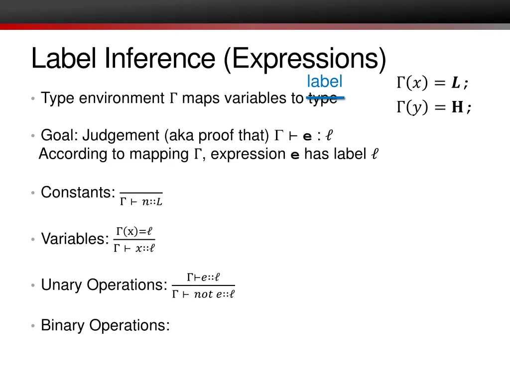 label inference expressions