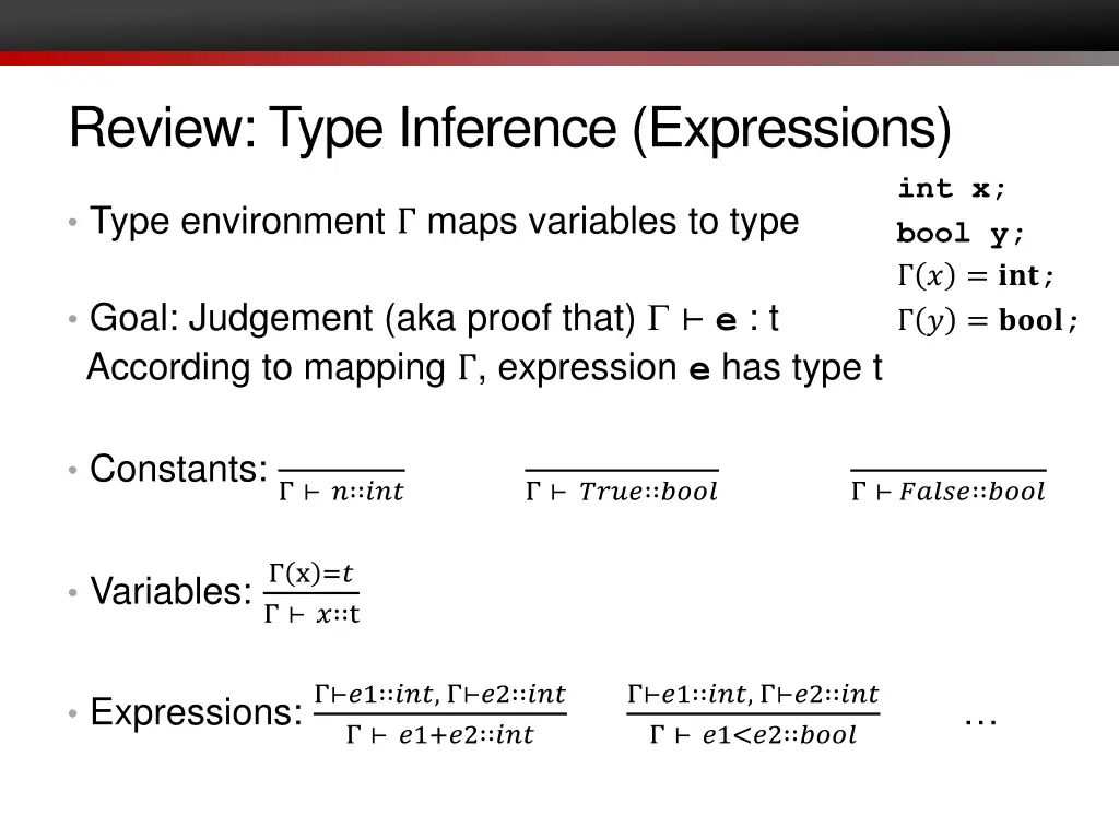 review type inference expressions