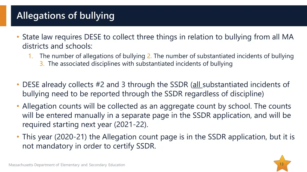 allegations of bullying