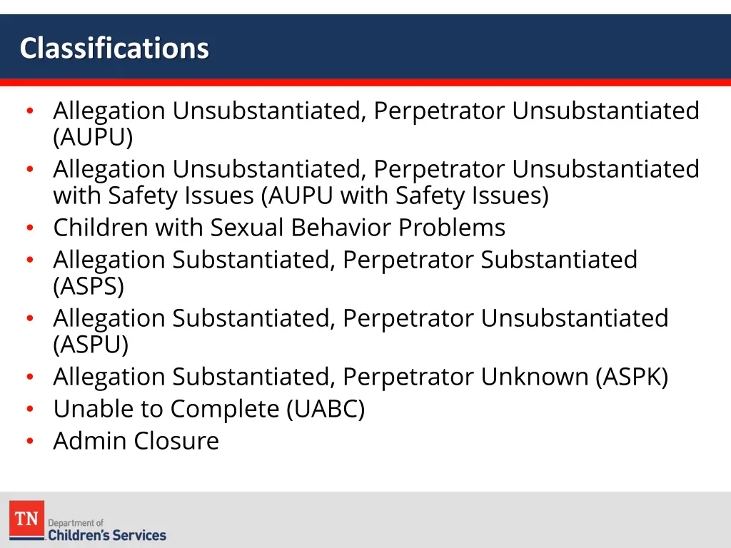 classifications