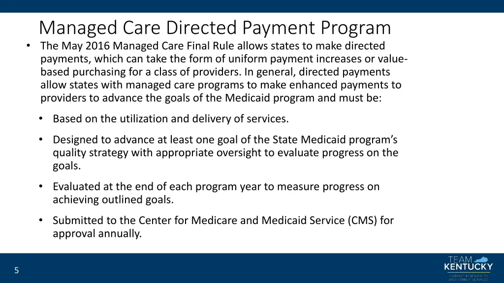 managed care directed payment program
