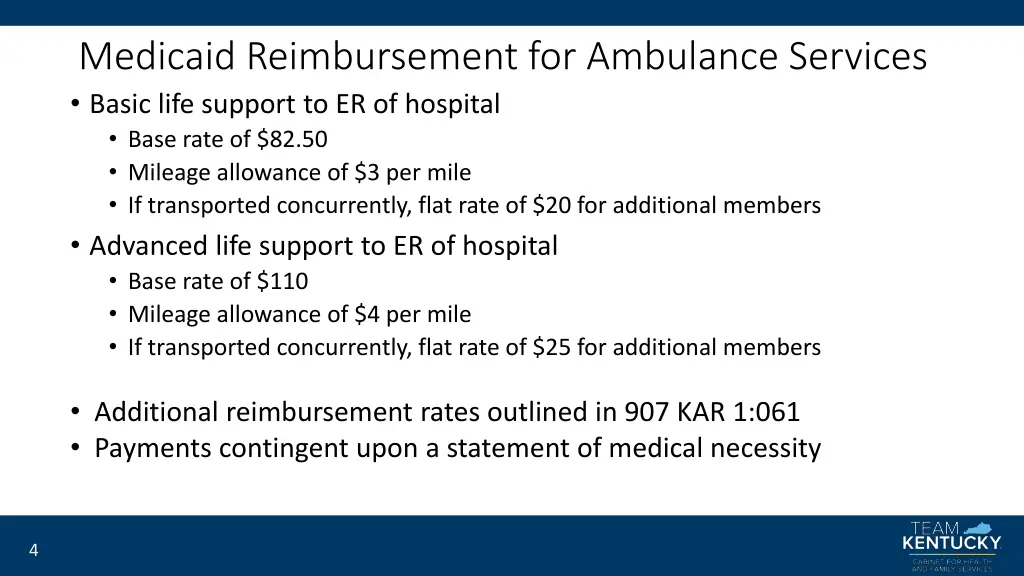 medicaid reimbursement for ambulance services