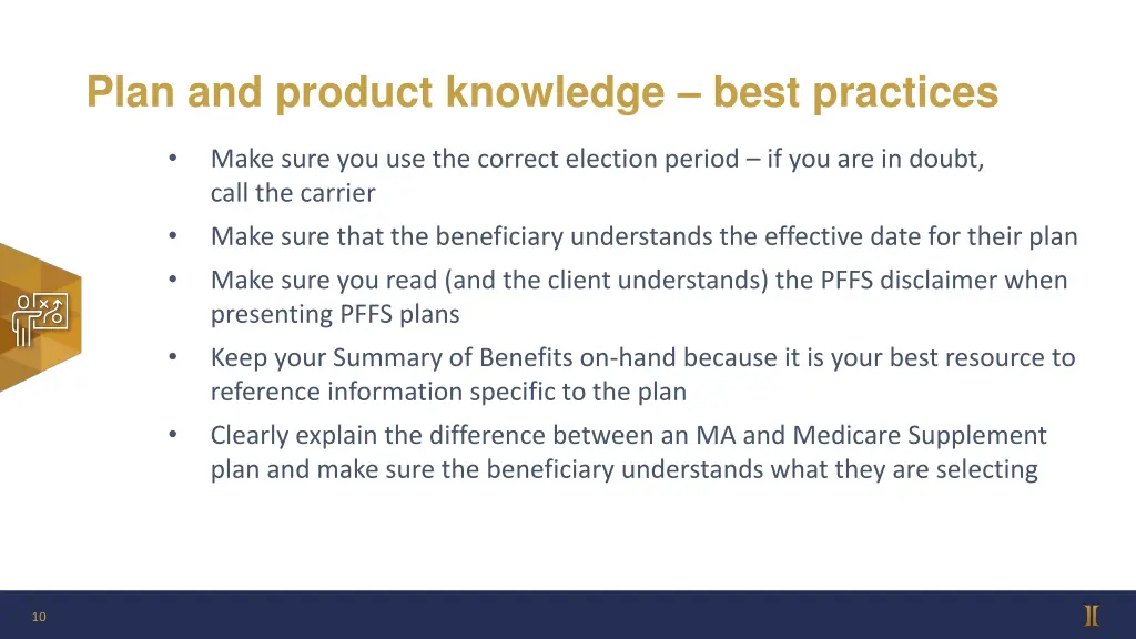 plan and product knowledge best practices 1