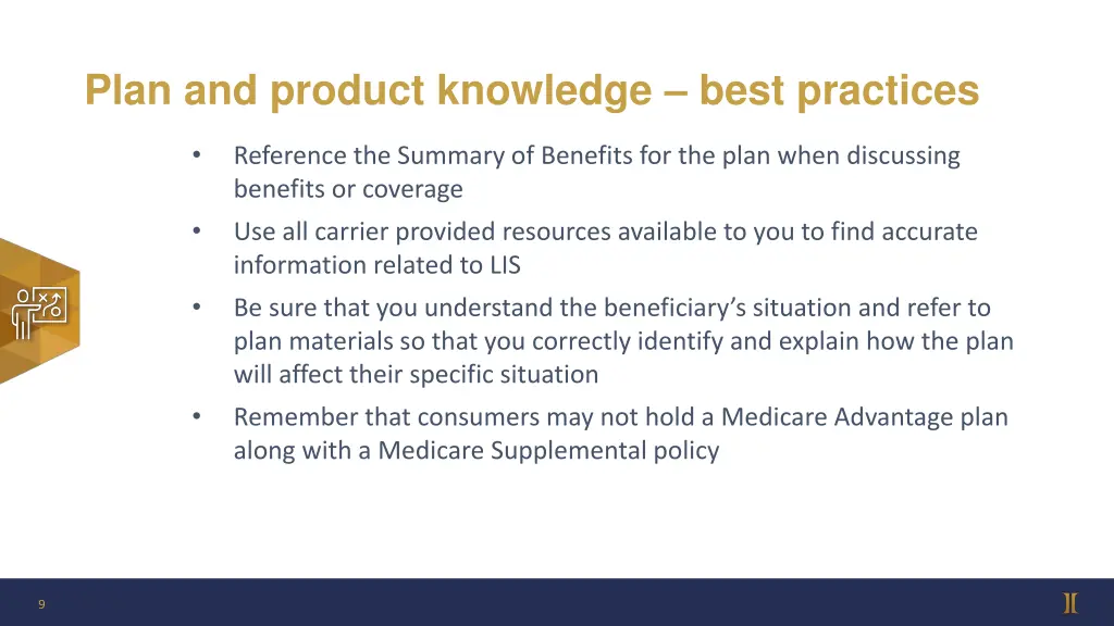 plan and product knowledge best practices