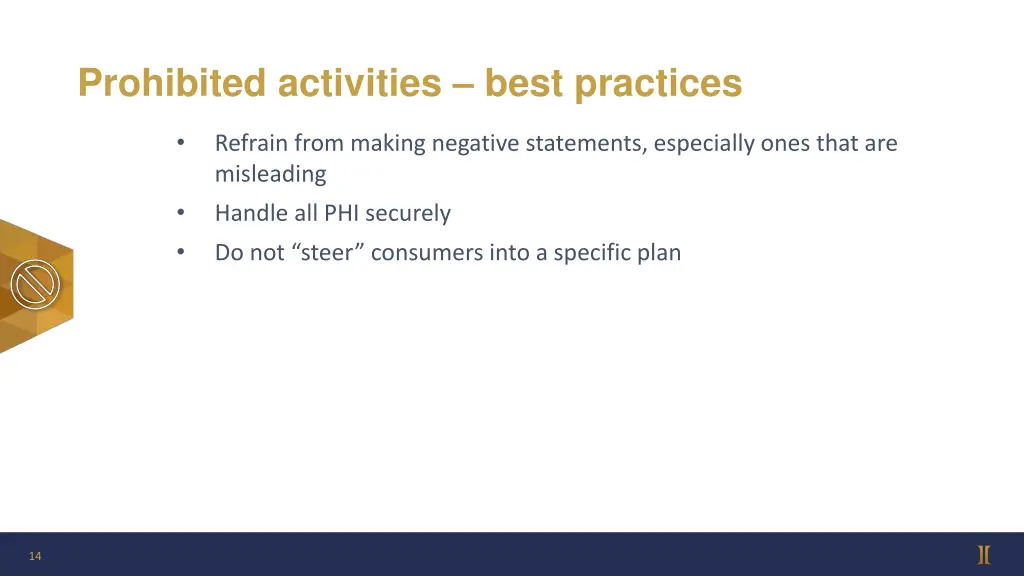 prohibited activities best practices