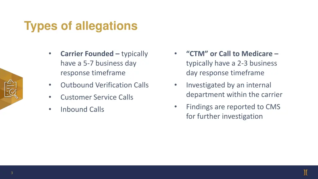 types of allegations