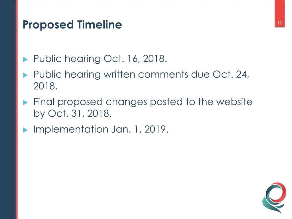proposed timeline