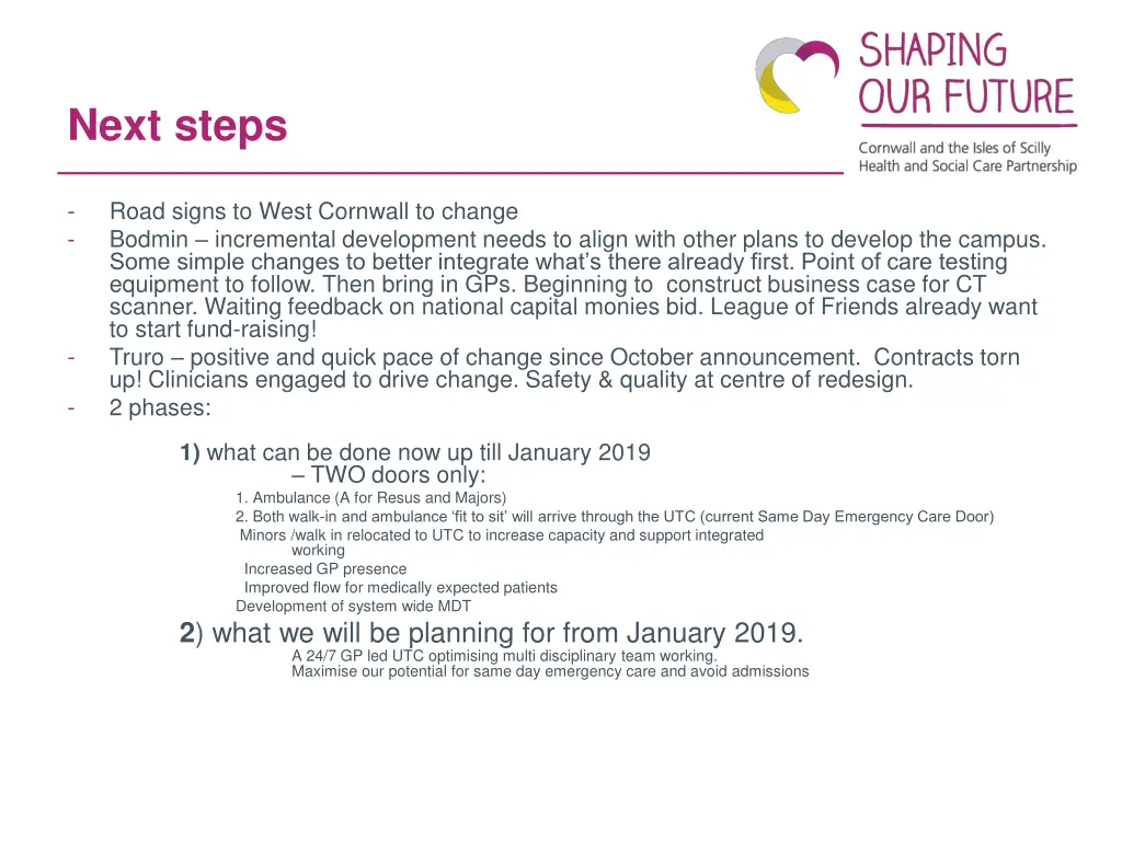 next steps