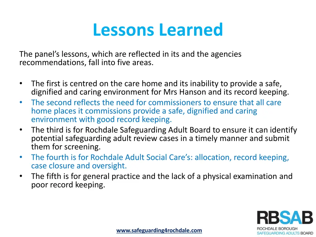 lessons learned