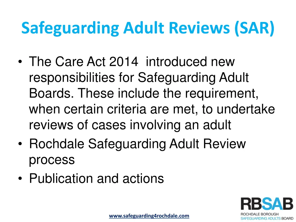 safeguarding adult reviews sar