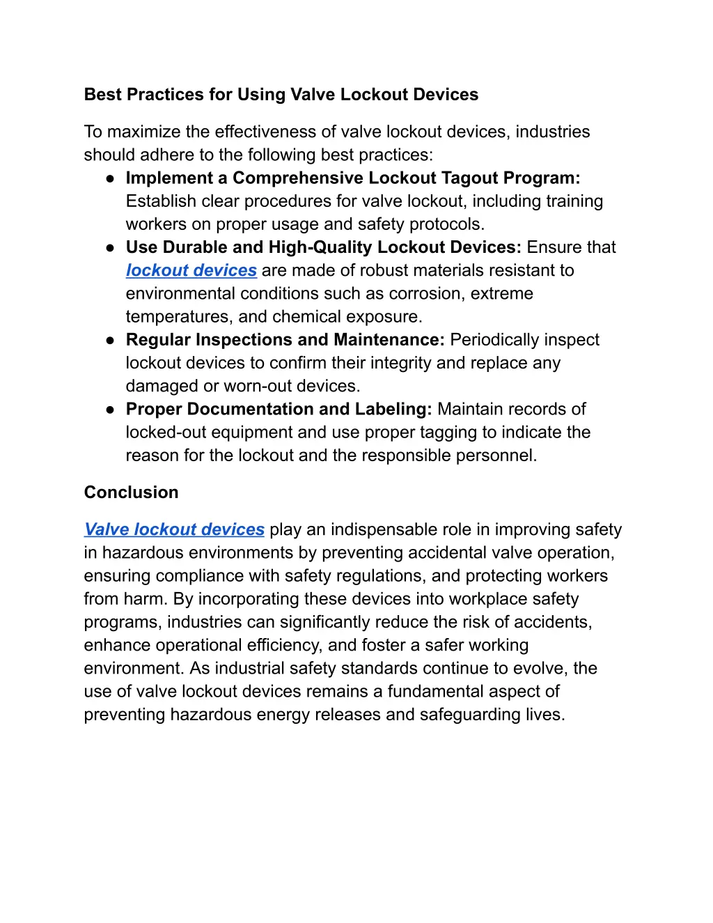 best practices for using valve lockout devices