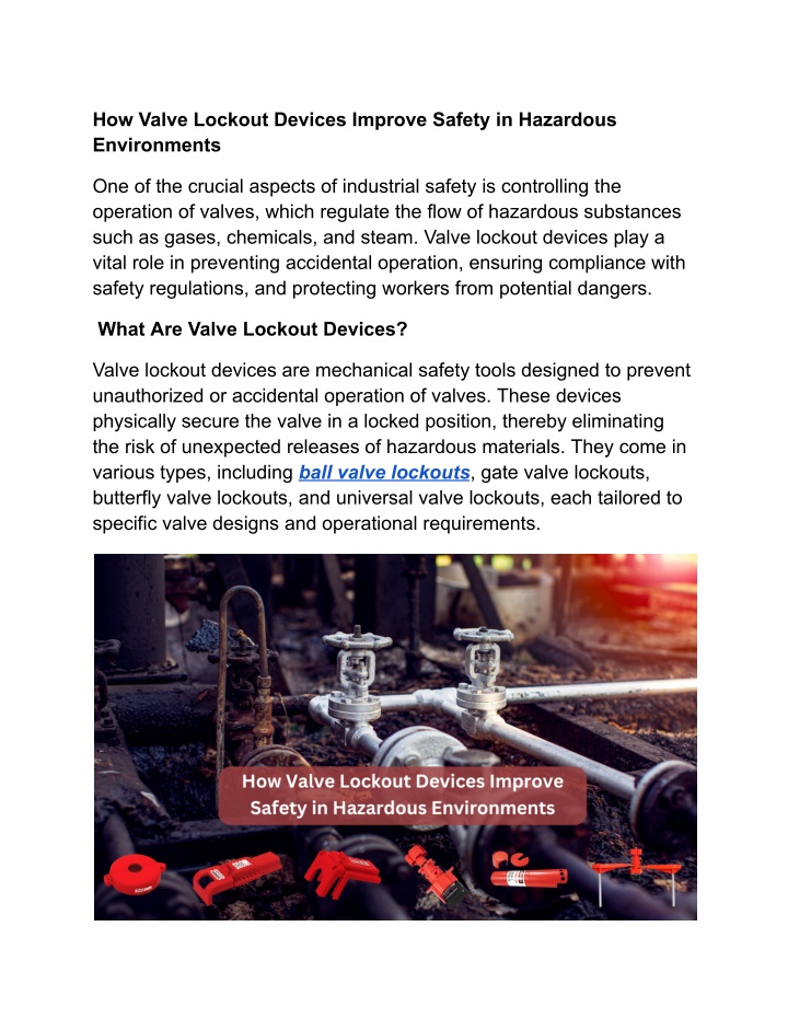 how valve lockout devices improve safety