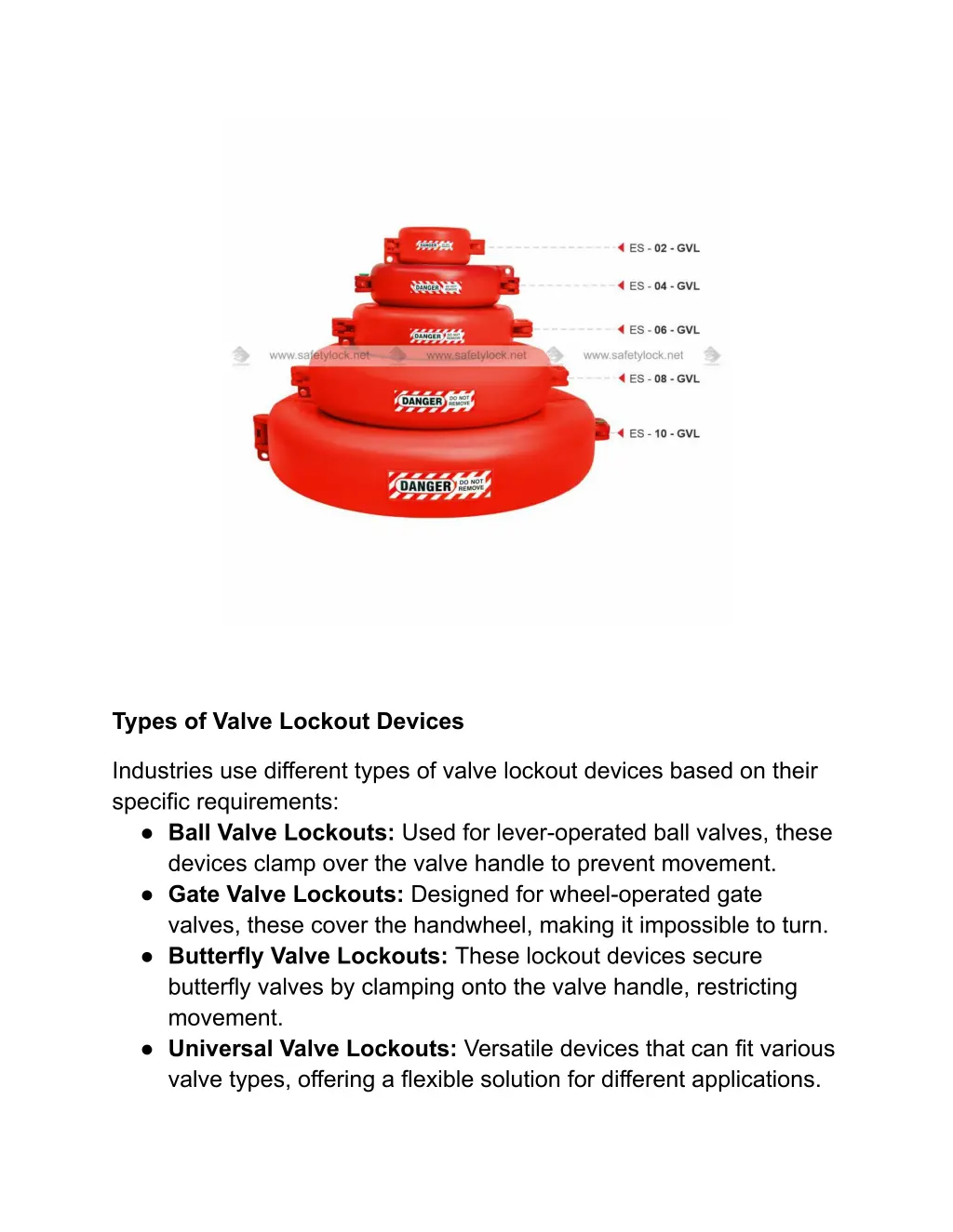 types of valve lockout devices