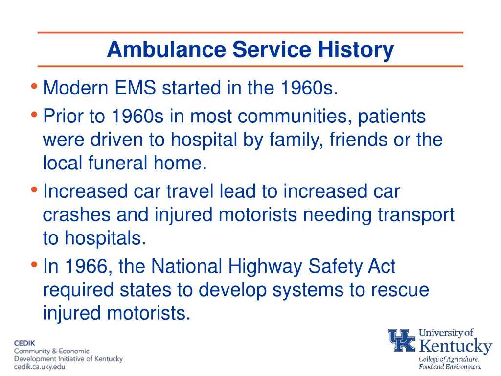 ambulance service history modern ems started