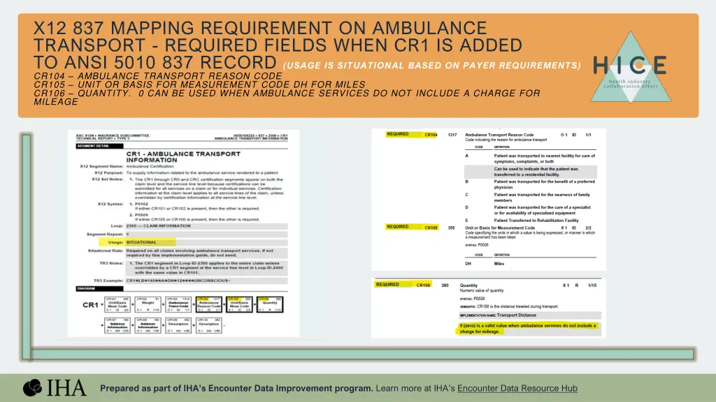 x12 837 mapping requirement on ambulance