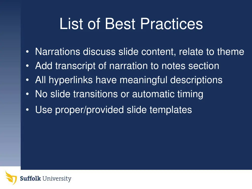 list of best practices 1