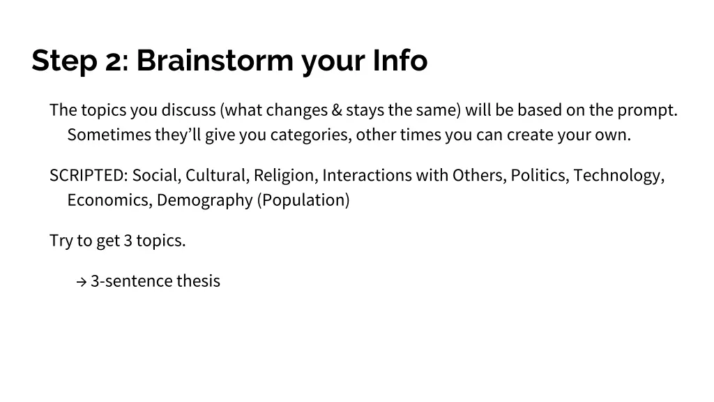 step 2 brainstorm your info