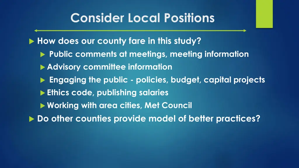 consider local positions