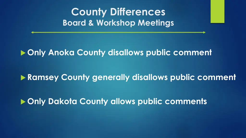 county differences board workshop meetings