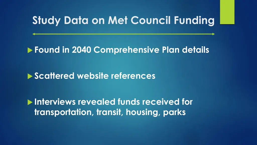 study data on met council funding