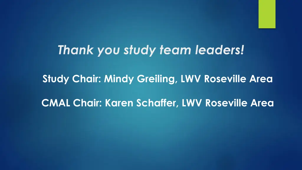 thank you study team leaders