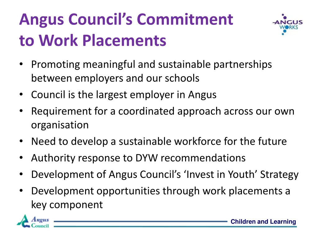 angus council s commitment to work placements