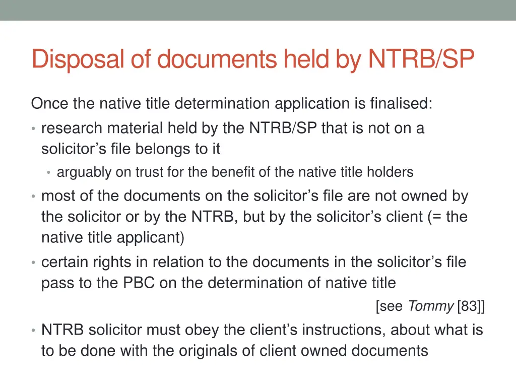 disposal of documents held by ntrb sp