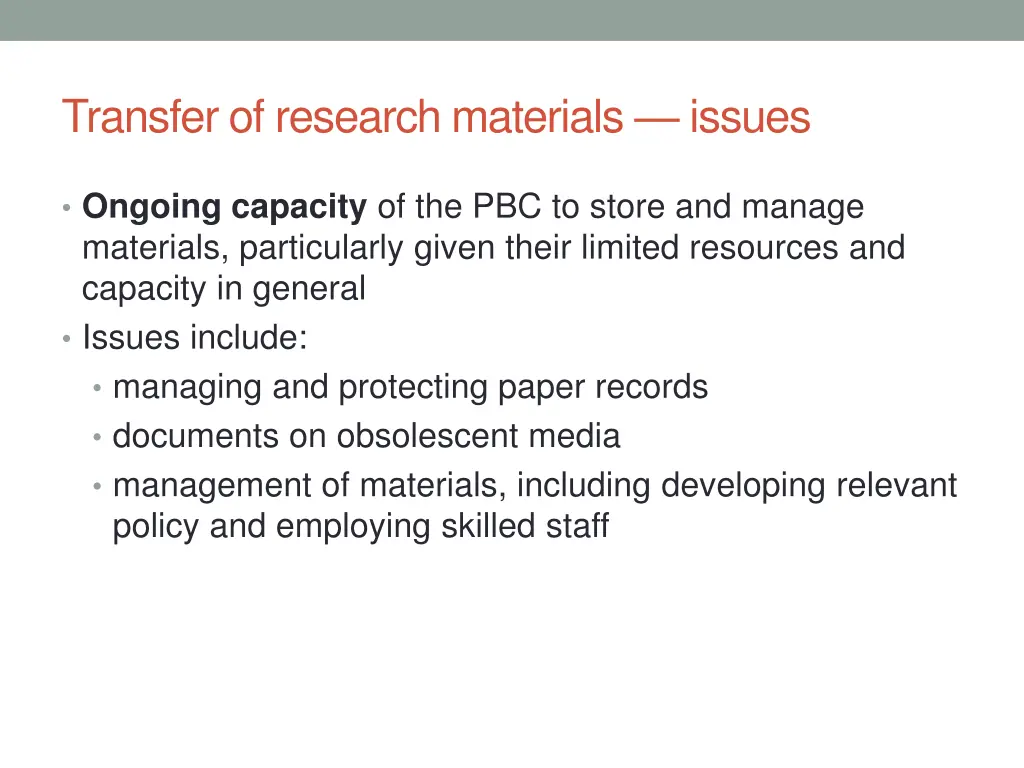 transfer of research materials issues 1