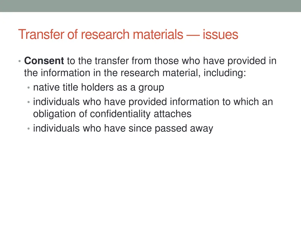 transfer of research materials issues
