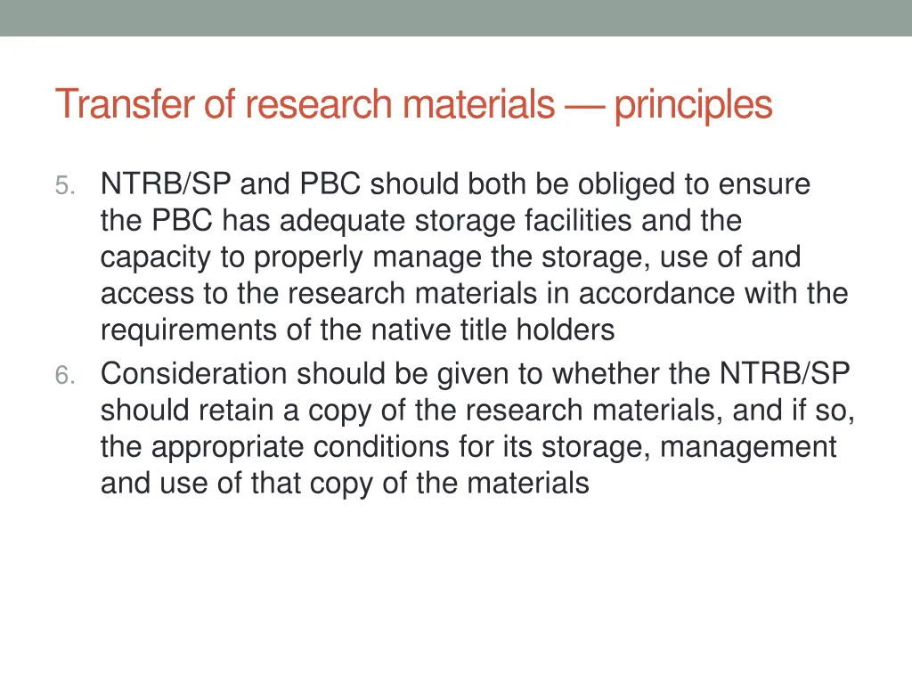 transfer of research materials principles 2