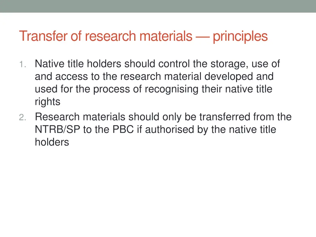 transfer of research materials principles