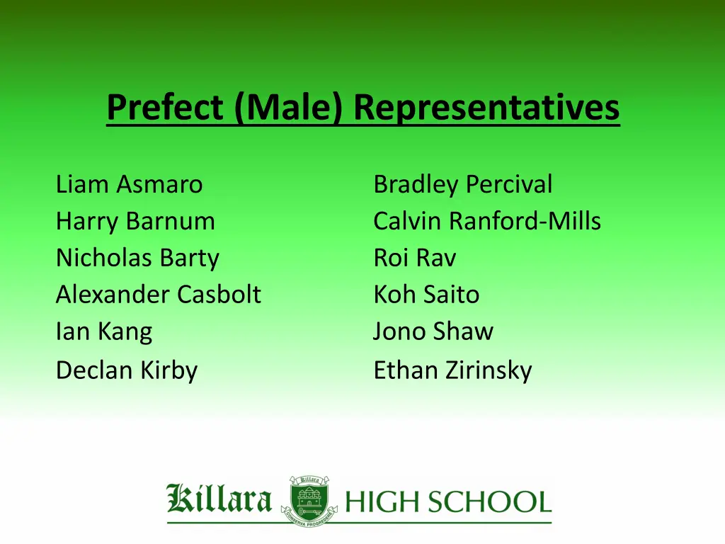 prefect male representatives