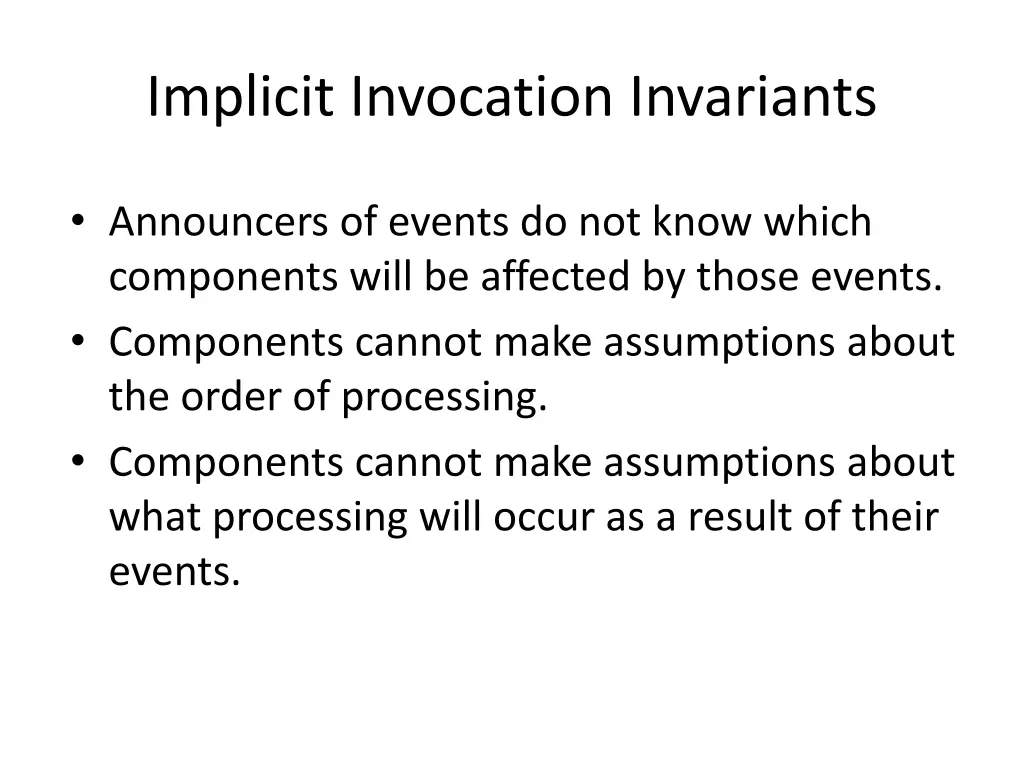 implicit invocation invariants