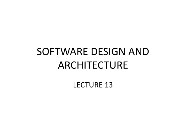 software design and architecture