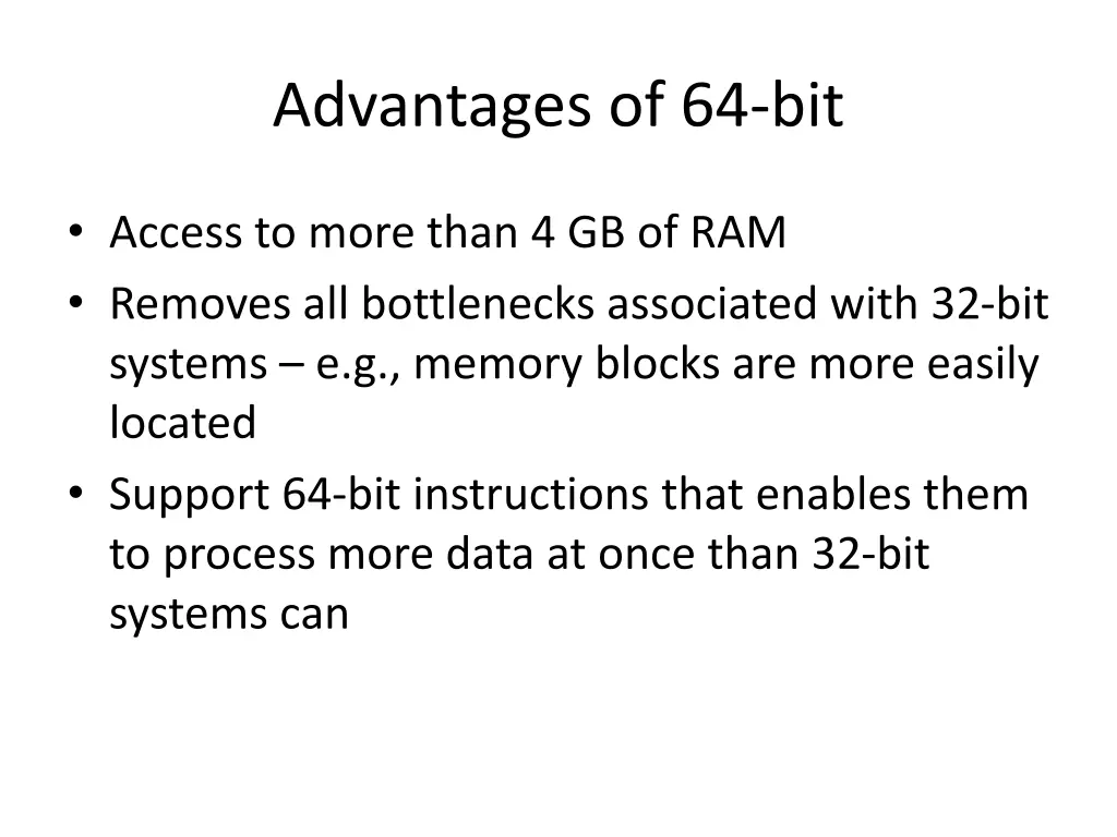 advantages of 64 bit