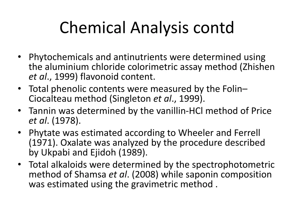 chemical analysis contd