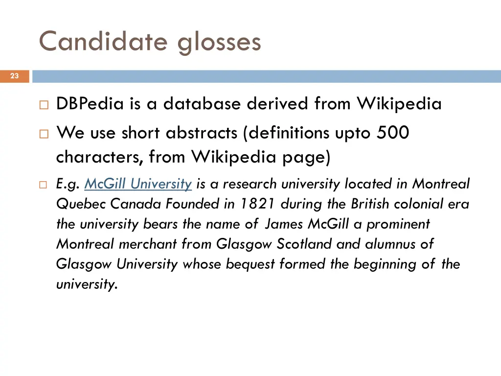 candidate glosses