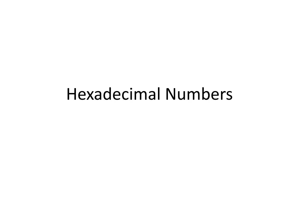 hexadecimal numbers
