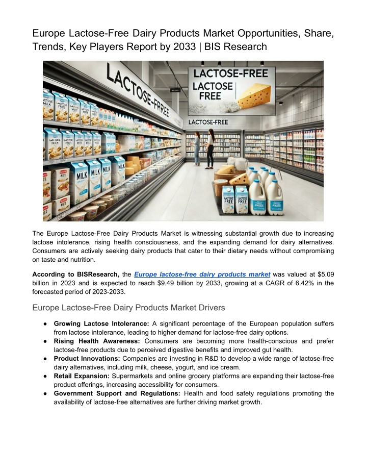 europe lactose free dairy products market