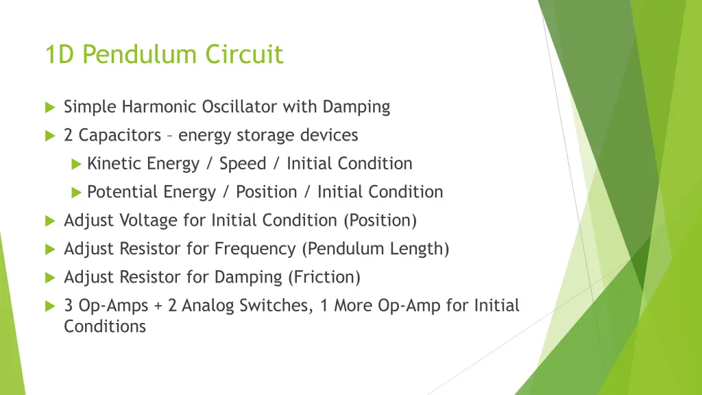 1d pendulum circuit