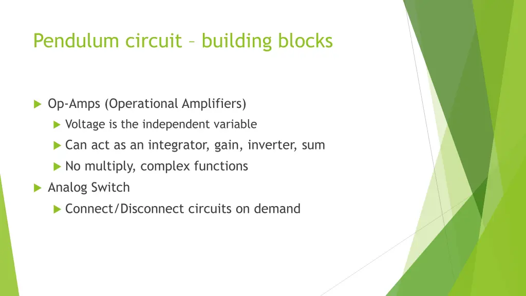pendulum circuit building blocks