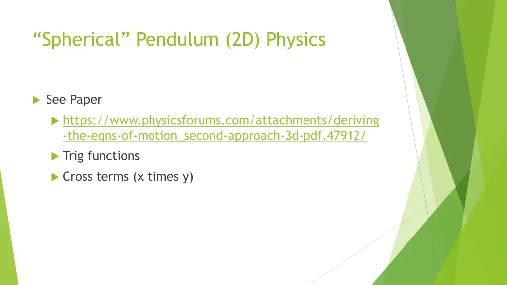 spherical pendulum 2d physics