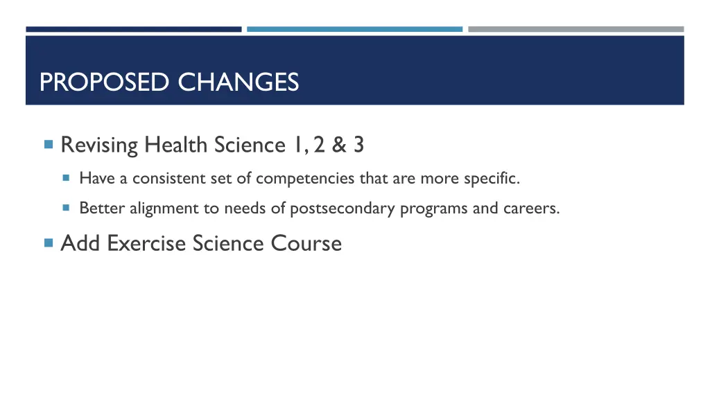 proposed changes