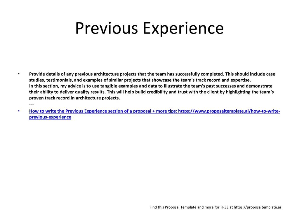previous experience