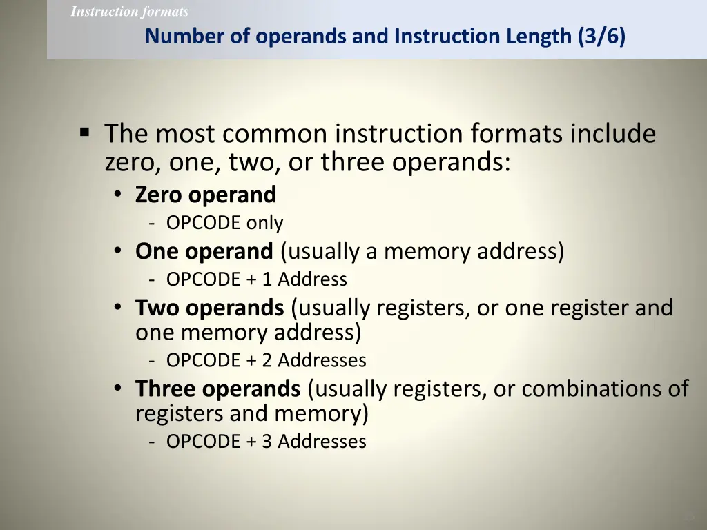 instruction formats 18