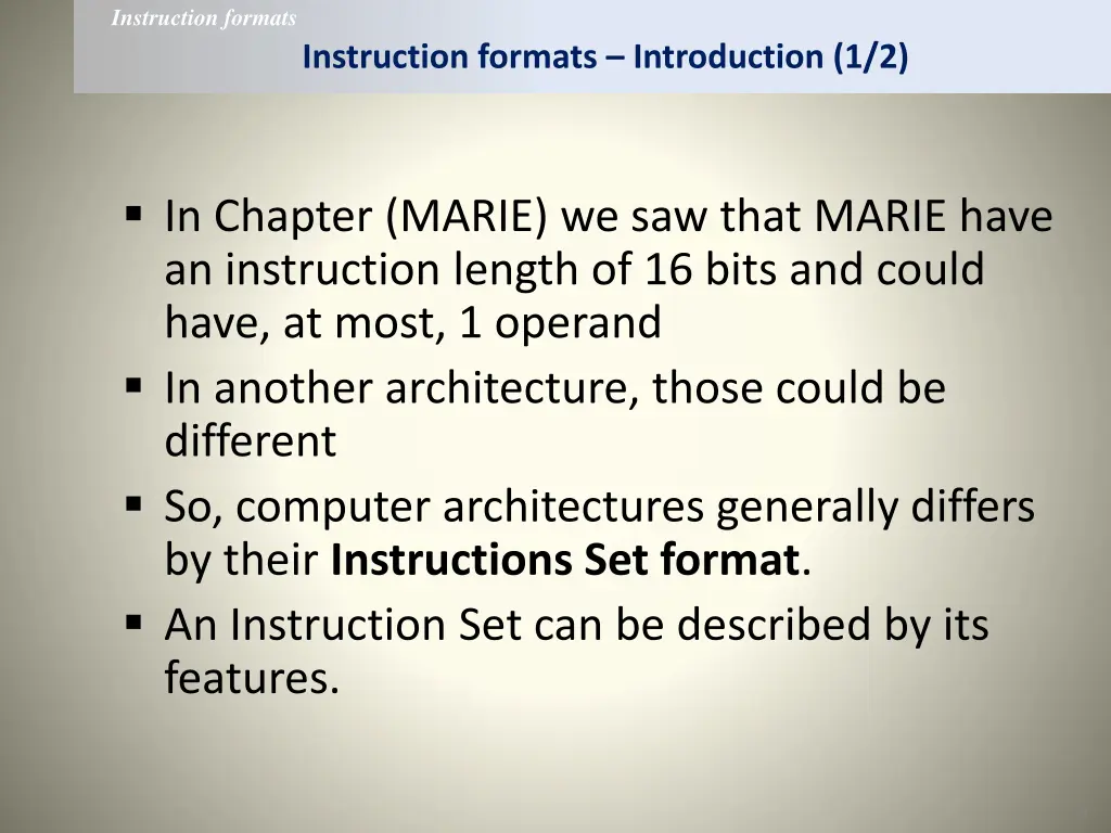 instruction formats
