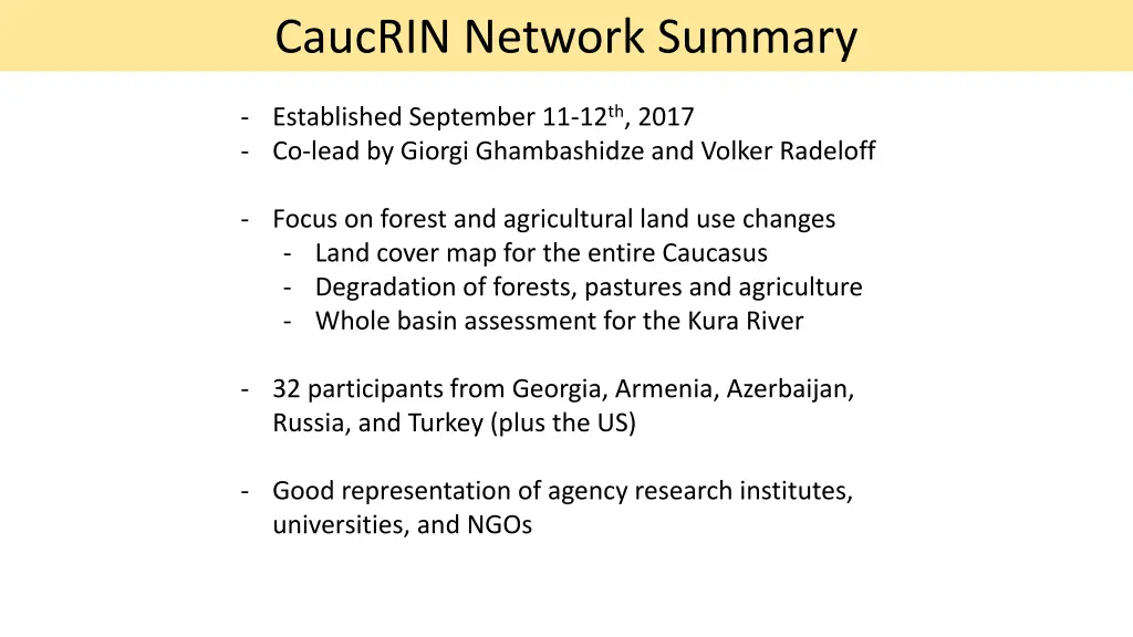 caucrin network summary 1